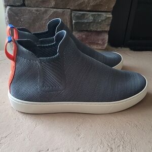Rothy's The Chelsea Gray, Blue and Orange Knit Sneaker Booties Size US 8